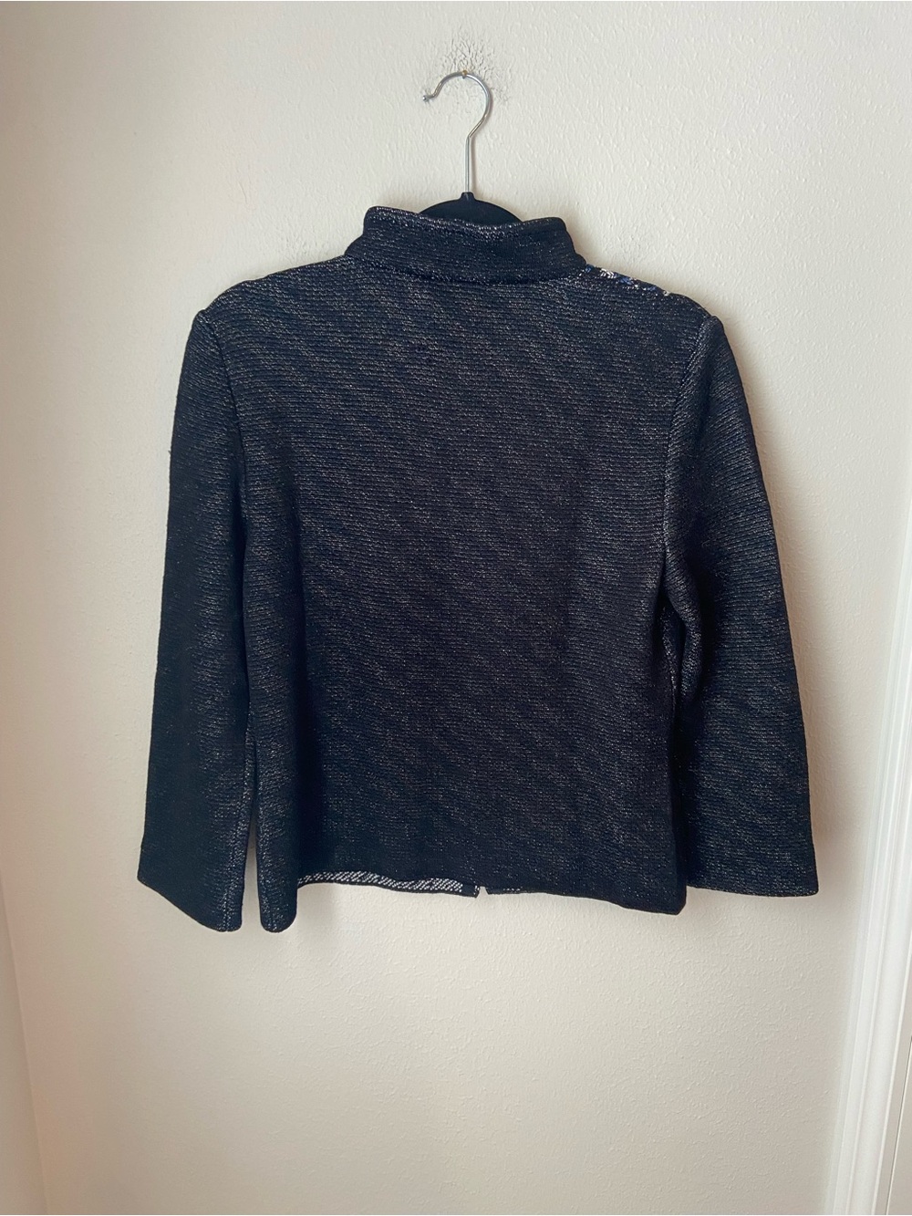 St. John Sport Knit Zip Front Tweed Jacket Blue Black Size 6 - Picture 2 of 5